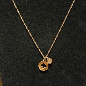 Kate Spade Spot The Spade Rose Gold Necklace Open Spade With Gem